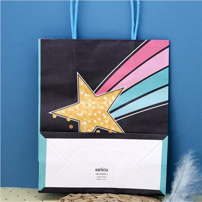 Пакет подарочный (S) «Rainbow star», black (21*25.5*10)