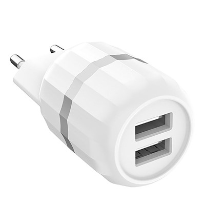 Адаптер Сетевой с кабелем Hoco C41A (повр. уп.) 2USB 2,4A/10W (USB/Micro USB) (white)