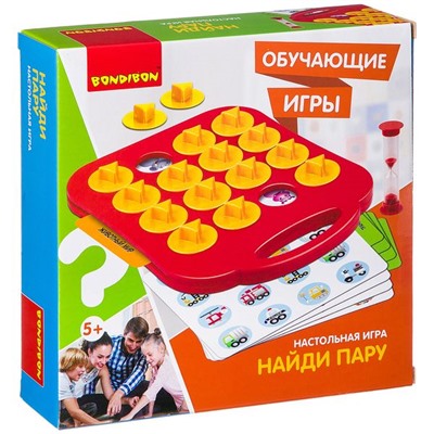 Обучающие игры Bondibon Настольная игра «НАЙДИ ПАРУ», BOX 21x5.6x21 см