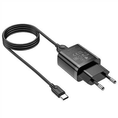 Адаптер Сетевой с кабелем Borofone BA52A Gamble USB 2,1A/10W (USB/Type-C) (black)