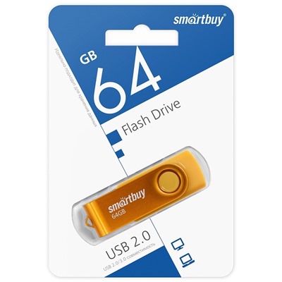 Флэш накопитель USB 64 Гб Smart Buy Twist (yellow)