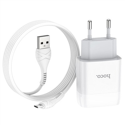 Адаптер Сетевой с кабелем Hoco C73A Glorious 2USB 2,4A/10W (USB/Micro USB) (white)