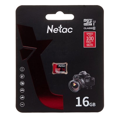 Карта флэш-памяти MicroSD 16 Гб Netac P500 Extreme Pro UHS-I (100 Mb/s) без адаптера (Class 10)