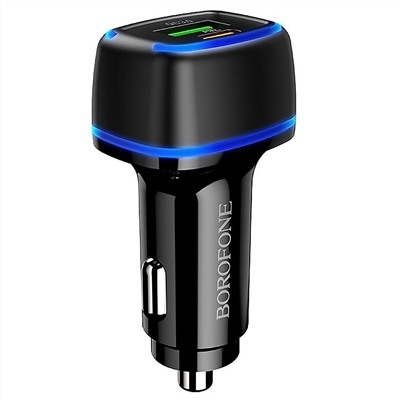 Адаптер Автомобильный с кабелем Borofone BZ14A Mercury USB/Type-C/5V/3.4A PD+QC3.0 Type-C/Type-C (black)