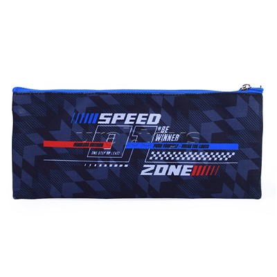 Пенал "Speed Zone" 21,5x9x1 см, плоский для 35 предметов, текстильный, на молнии