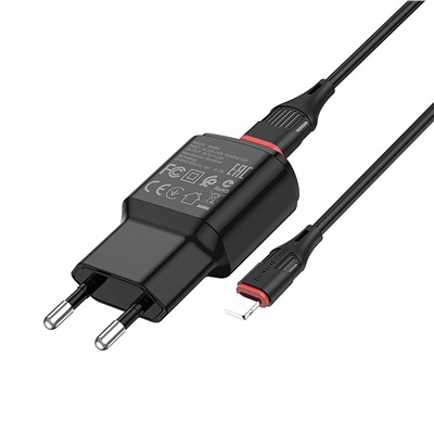Адаптер Сетевой с кабелем Borofone BA48A Orion USB 2,1A/10W (USB/Lightning) (black)