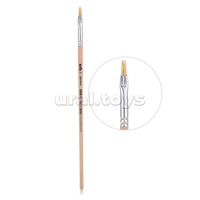Кисть живописная "Cosmo" щетина № 02 плоская, индивидуальная маркировка, деревянная ручка