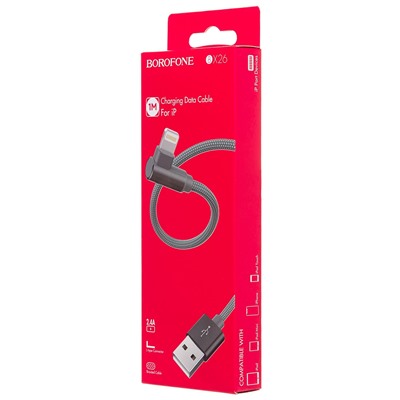 Кабель USB - Apple lightning Borofone BX26 Express  100см 2,4A  (gray)