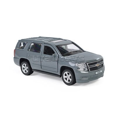 Машина металл Chevrolet Tahoe 12 см, (двери, багаж, темно серый) инерц, в коробке