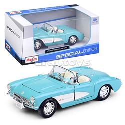 Машинка die-cast 1957 Chevrolet Corvette, 1:24, бирюзовая, открывающиеся двери