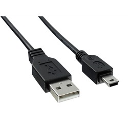 Кабель USB - mini USB Glossar  100см 1,5A  (black)