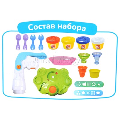 Масса для лепки набор Ice-cream station - Мороженица, фабрика мороженого, 13 аксессуаров, 4 баночки с тестом, (4 х 50г.)