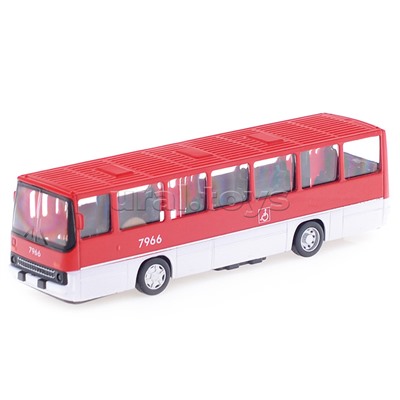 Машина металл. Рейсовый Автобус, 17 см, (двери, красный) инерц, в коробке