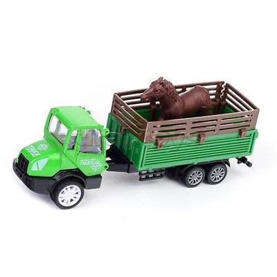 Набор "Трактор двухколесный" с тележкой и животным, в коробке