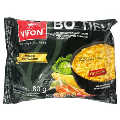 Лапша б/п со вкусом говядины с черным перцем Премиум Bo Tieu Vifon, Вьетнам, 80 г Акция
