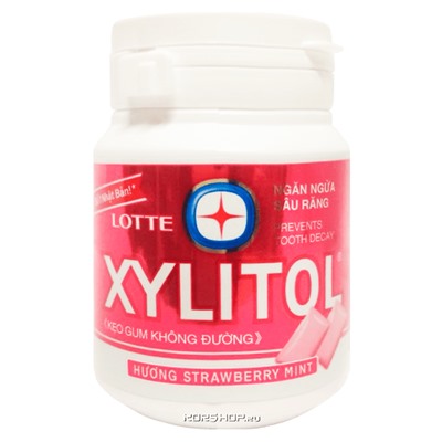 Жевательная резинка со вкусом мяты и клубники Xylitol Lotte, Вьетнам, 58 г Акция