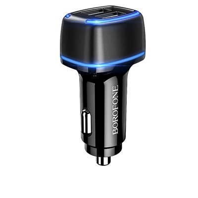 Адаптер Автомобильный с кабелем Borofone BZ14 Max 2USB/5V/2.4A +micro USB (black)