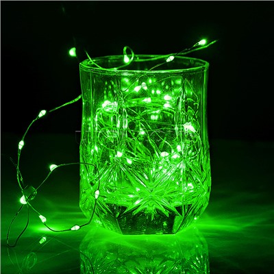 Электрогирлянда светодиодная 10 м, 100 ламп, зеленый