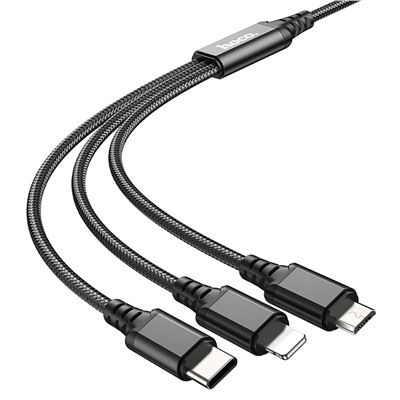 Кабель USB - Multi connector Hoco X76 3in1  100см 2A  (black)