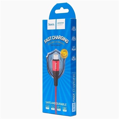 Кабель USB - Apple lightning Hoco X38 Cool Charging (повр. уп)  100см 2,4A  (red)