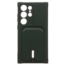 Чехол-накладка - SC304 с картхолдером для "Samsung Galaxy S24 Ultra" (dark green) (228148)