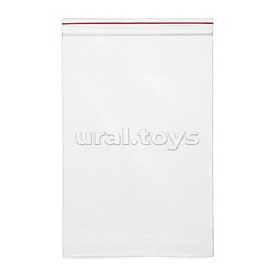 Пакет упаковочный с замком Zip Lock 150x220 мм, ПНД, 35 мкм, прозрачный, 50 шт в упаковке, с красной полосой на zip-застежке