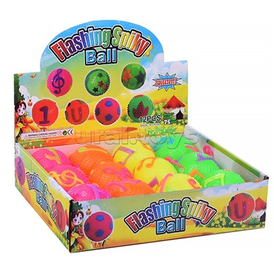 Мяч-ежик "Веселые нотки" со светом, (7,5 см) в коробке