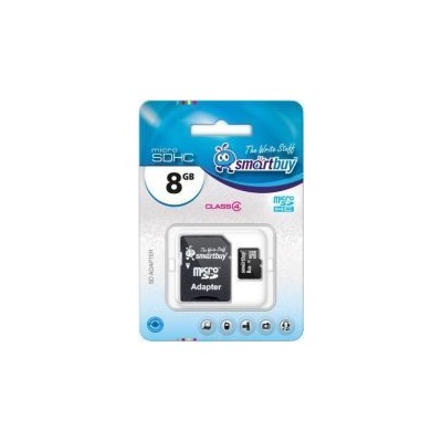 Карта флэш-памяти MicroSD  8 Гб Smart Buy +SD адаптер (class 4)