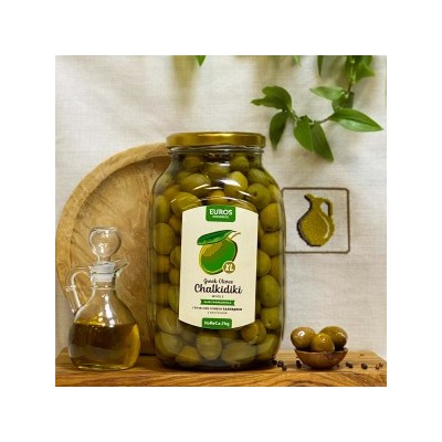 Оливки зеленые Халкидики (размер XL) в рассоле, ст.банка, 2кг
