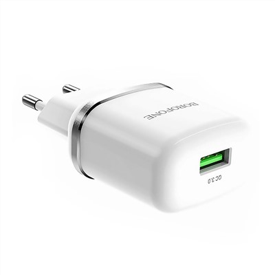 Адаптер Сетевой с кабелем Borofone BA36A High QC3.0 USB 3A/18W (USB/Type-C) (white)