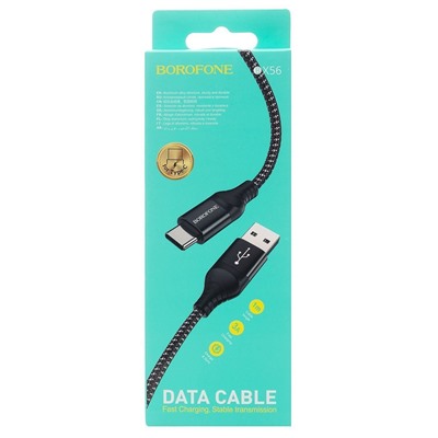 Кабель USB - Type-C Borofone BX56 (повр. уп)  100см 3A  (black)