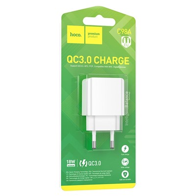 Адаптер Сетевой Hoco C98A Proton USB 3A/18W (white)