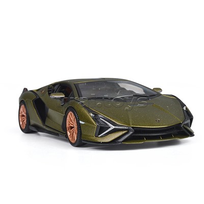 Машинка die-cast Lamborghini Sian FKP 37, 1:24, зеленая, открывающиеся двери