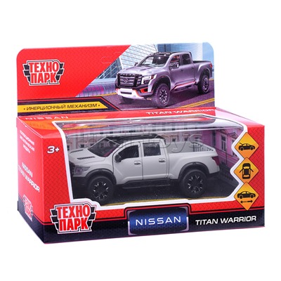 Машина металл Nissan Titan Матовый 12,5 см, (двери, багаж, серый) инерц, в коробке