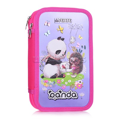 Пенал "Panda" 20,5x12 см, двухстворчатый прямоугольный, на молнии, картон с покрытием из фольги с конгревным тиснением