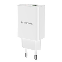 Адаптер Сетевой Borofone BA56A Lavida PD QC3.0 USB/Type-C 3A/20W (white)