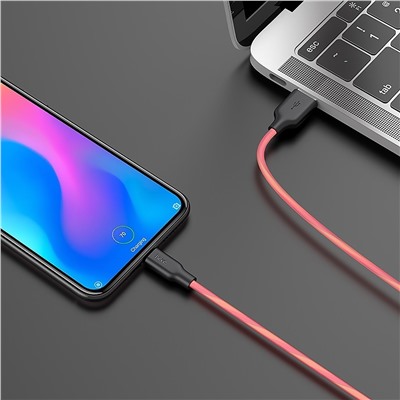 Кабель USB - Type-C Hoco X21 Plus Silicone  100см 3A  (black/red)