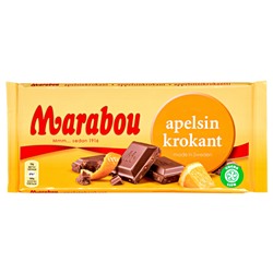 Шведский молочный шоколад с дроблеными кусочками апельсина Marabou  Apelsinkrokant 200 гр