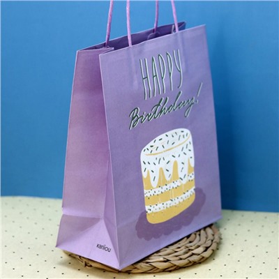 Пакет подарочный (S) «Holiday happy», purple (21*25.5*10)