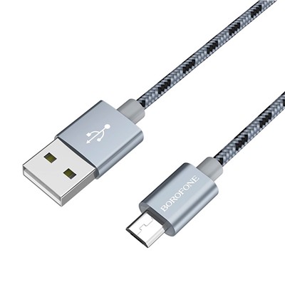 Кабель USB - micro USB Borofone BX24 Ring (повр. уп)  100см 2,4A  (metal grey)