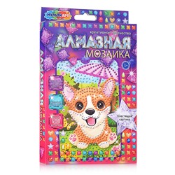 Алмазная мозаика "Милая корги" 10*15 см.