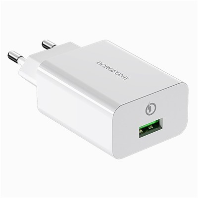 Адаптер Сетевой с кабелем Borofone BA21A Long QC3.0 (повр.уп) USB 3A/18W (USB/Type-C) (white)