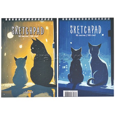 Скетчпад-перевертыш А5 (145x210 мм) 60 л. "Two Cats"