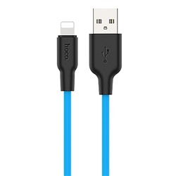 Кабель USB - Apple lightning Hoco X21 Plus (silicone)  100см 2,4A  (blue/black)