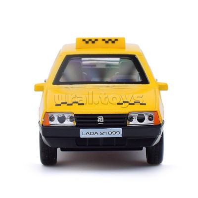 Машина металл ВАЗ-21099 "Спутник" Такси 12 см, (откр. двери, багаж, желтый) в коробке