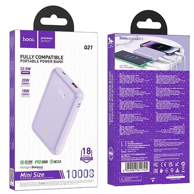 Внешний аккумулятор Hoco Q21 Great 22.5W 10000mAh (purple)