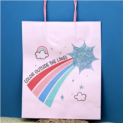 Пакет подарочный (M) «Rainbow cloud», pink (26*32*12)