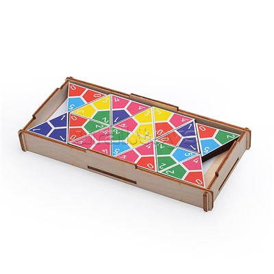 Игра "Тримино цветное" в деревянной коробке
