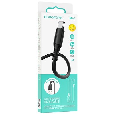 Кабель USB - Type-C Borofone BX47 Coolway  100см 3A  (black)