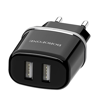 Адаптер Сетевой с кабелем Borofone BA25A Outstanding (повр. уп.) 2USB 2,4A/10W (USB/Micro USB) (black)